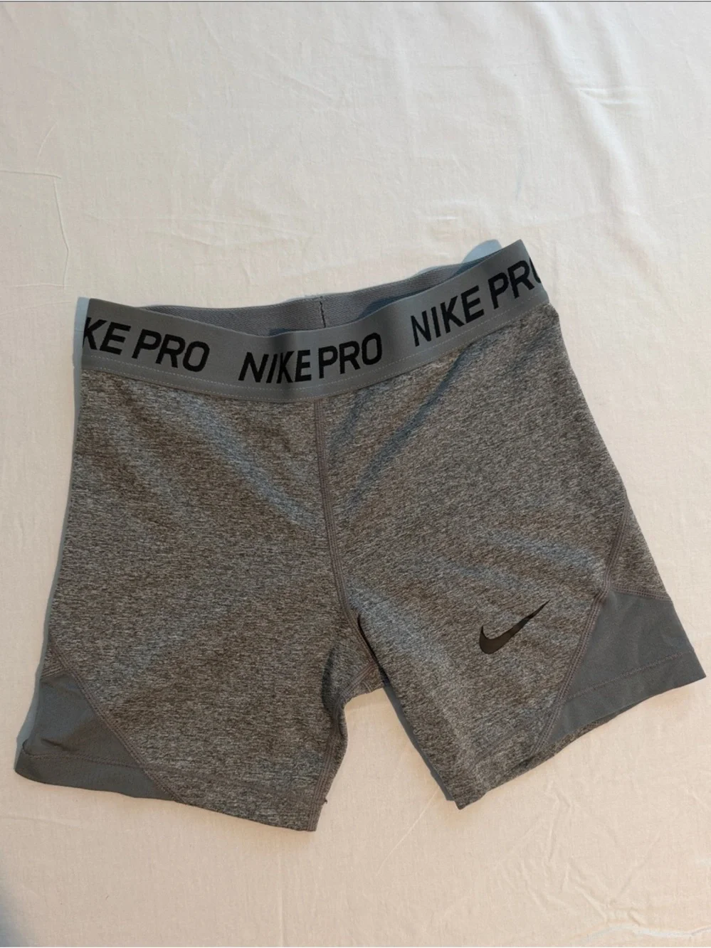 Nike Gray Pro Compression Shorts with Black Swoosh